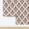 Floral Block Print Autumn Flowers Red Green Beige Americana Custom Removable Wallpaper by Spoonflower Peel & Stick Wallpaper 2FT Wide